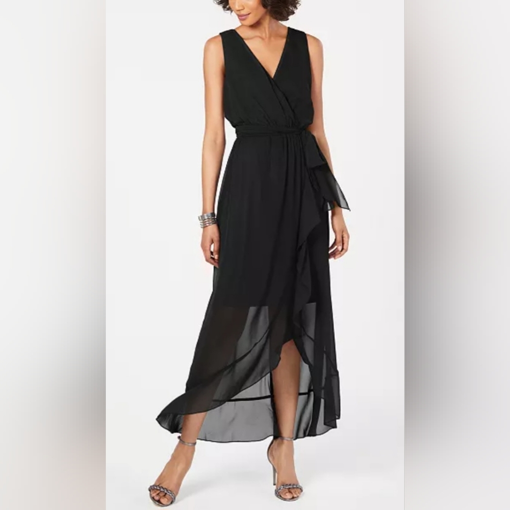 SLNY - Surplice High-Low Maxi Dress